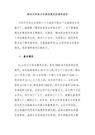 新时代和美乡村建设情况的调研报告