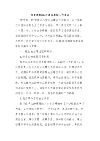 市委办2025年法治建设工作要点