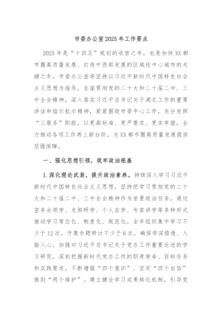 市委办公室2025年工作要点