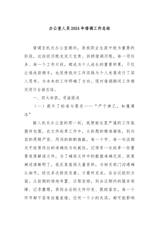 办公室人员2024年借调工作总结