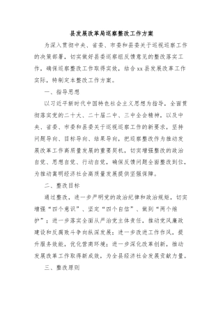 县发展改革局巡察整改工作方案