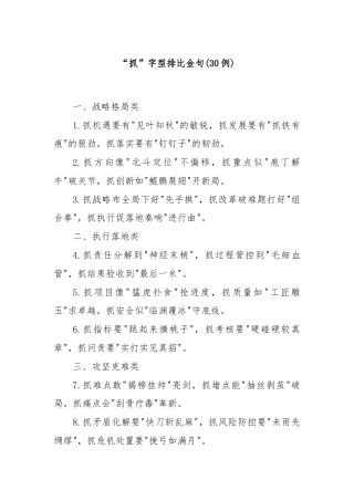 (30例)“抓”字型排比金句