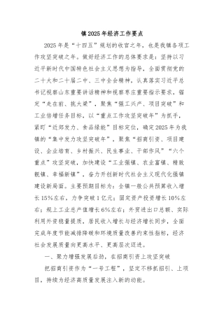 镇2025年经济工作要点