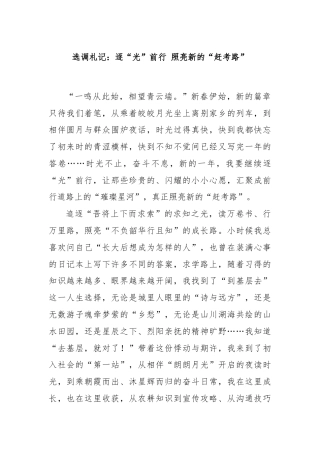 选调札记：逐“光”前行 照亮新的“赶考路”