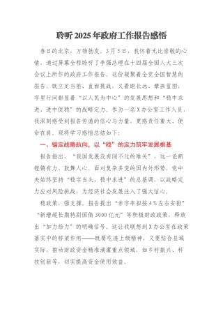 聆听2025年政府工作报告感悟