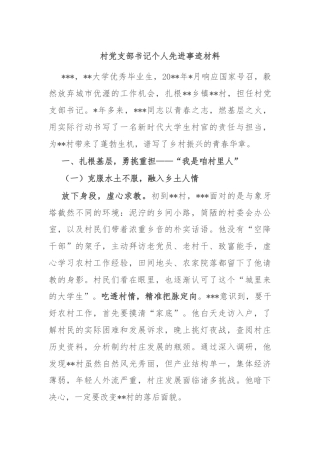 村党支部书记个人先进事迹材料