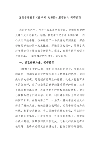 党员干部观看《榜样9》的感悟：坚守初心 砥砺前行