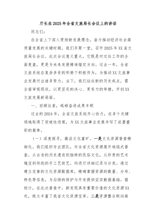 厅长在2025年全省文旅局长会议上的讲话