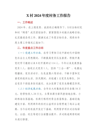 X村2024年度村务工作报告