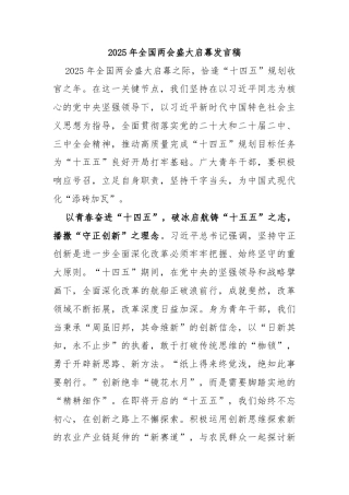 2025 年全国两会盛大启幕发言稿