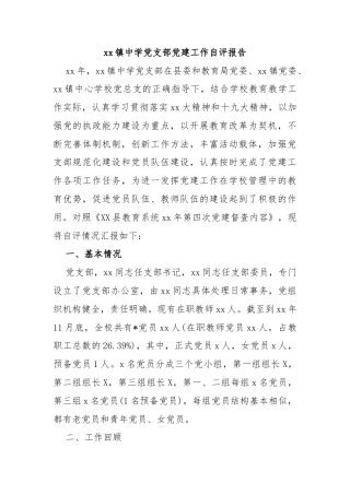 xx镇中学党支部党建工作自评报告