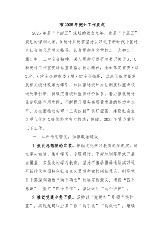 市2025年统计工作要点