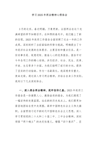 学习2025年两会精神心得体会