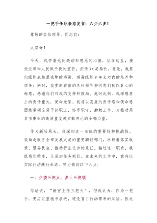 一把手任职表态发言：六少六多！