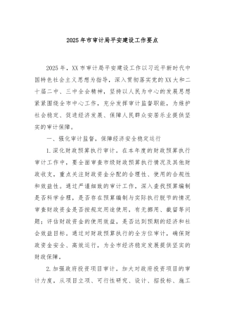 2025年市审计局平安建设工作要点