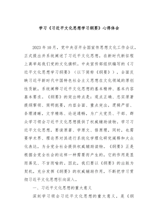 学习《习近平文化思想学习纲要》心得体会