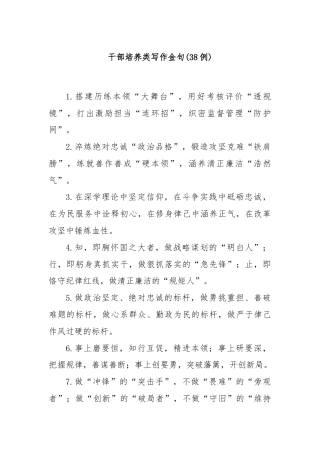 (38例)干部培养类写作金句