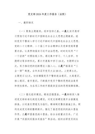党支部2024年度工作报告（法院）