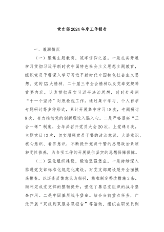 党支部2024年度工作报告