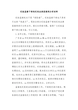 纪检监察干部违纪违法典型案例分析材料