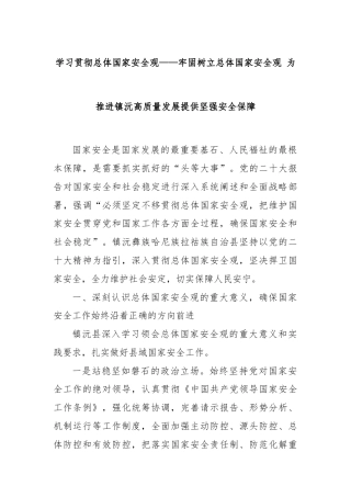 学习贯彻总体国家安全观——牢固树立总体国家安全观 为推进镇沅高质量发展提供坚强安全保障