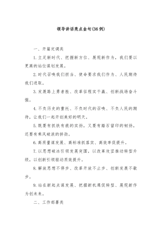 (36例)领导讲话亮点金句
