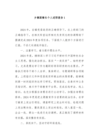 乡镇副镇长个人述职报告1