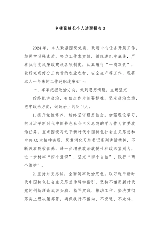 乡镇副镇长个人述职报告3