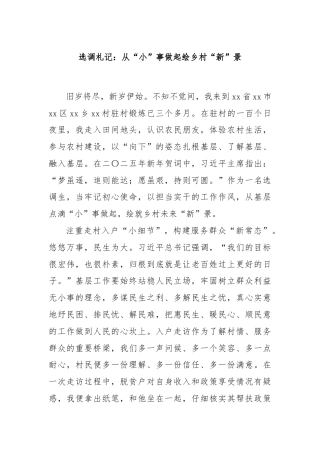 选调札记：从“小”事做起绘乡村“新”景