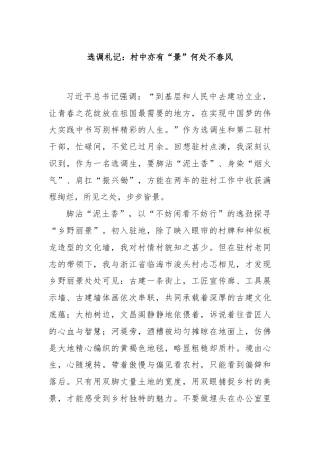 选调札记：村中亦有“景”何处不春风