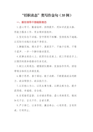 “任职表态”类写作金句（35例）
