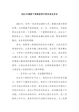 2024年最新干部提拔晋升职务表态发言