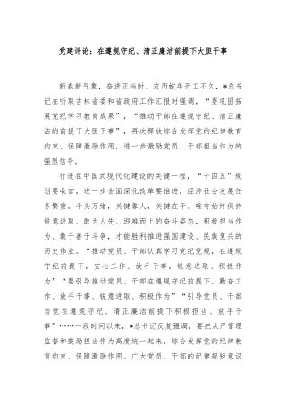 党建评论：在遵规守纪、清正廉洁前提下大胆干事