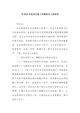 在2025年依法行政工作推进会上的讲话
