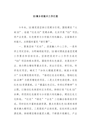 XX镇乡村振兴工作汇报