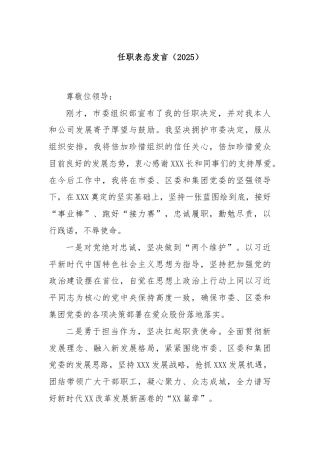任职表态发言（2025）