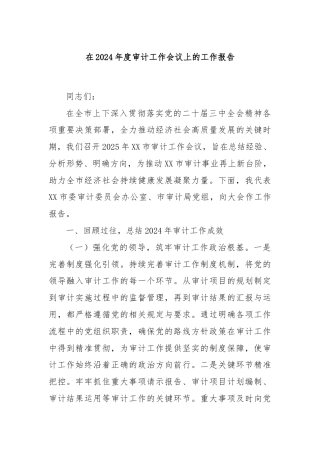 在2024年度审计工作会议上的工作报告