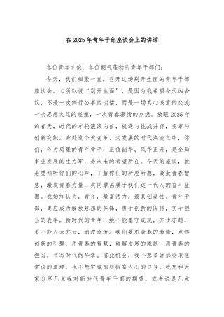 在2025年青年干部座谈会上的讲话