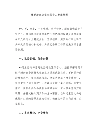 镇党政办公室主任个人事迹材料