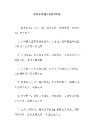(40组)领导讲话稿小标题