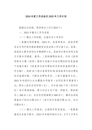 2024年度工作总结及2025年工作计划