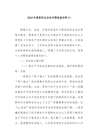 2024年度组织生活会对照检查材料11