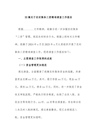 2025.关于农村集体“三资”精准清查工作报告
