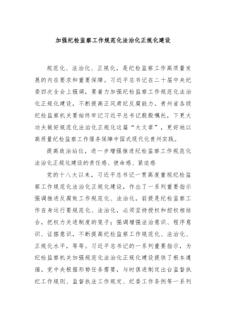 加强纪检监察工作规范化法治化正规化建设