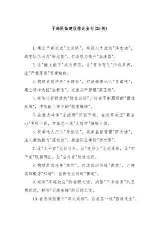 (25例)干部队伍建设排比金句
