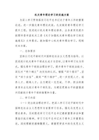 机关青年理论学习的实施方案
