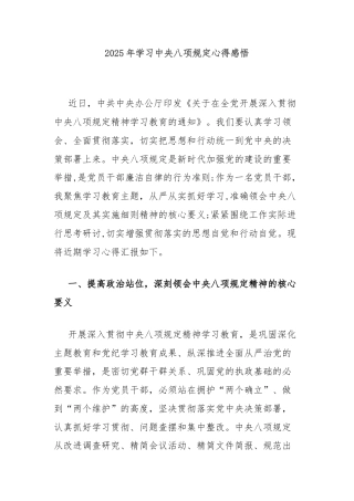 2025年学习中央八项规定心得感悟