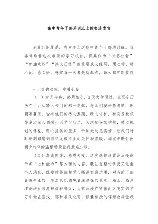 在中青年干部培训班上的交流发言