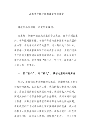 局机关年轻干部座谈会交流发言