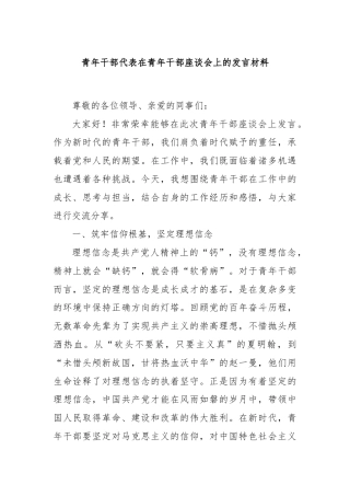 青年干部代表在青年干部座谈会上的发言材料